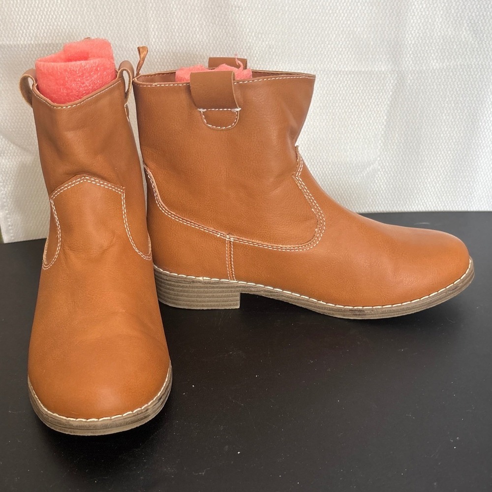 Old Navy Mens Tan Western Ankle Boots G Western Boot Size 4 Stacked Heel